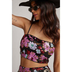 12th Tribe Dynamo Floral Sequin Crop Top